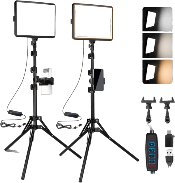 2-Pack LED Video Light Kit, NiceVeedi Studio Light, 2800-6500K Dimmable Photography
